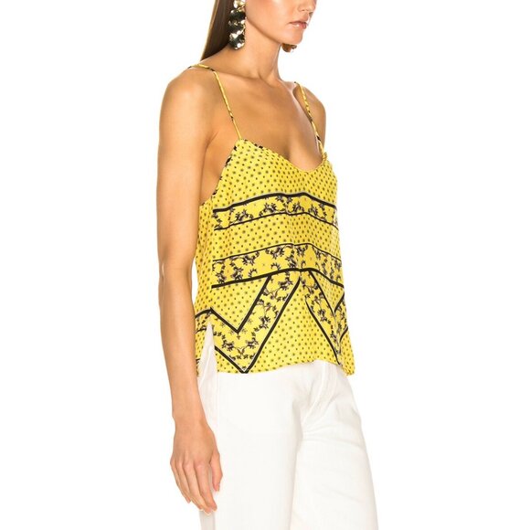 Ganni Silk Mix Top in Minion Yellow ASO Emily in Paris - Picture 5 of 10